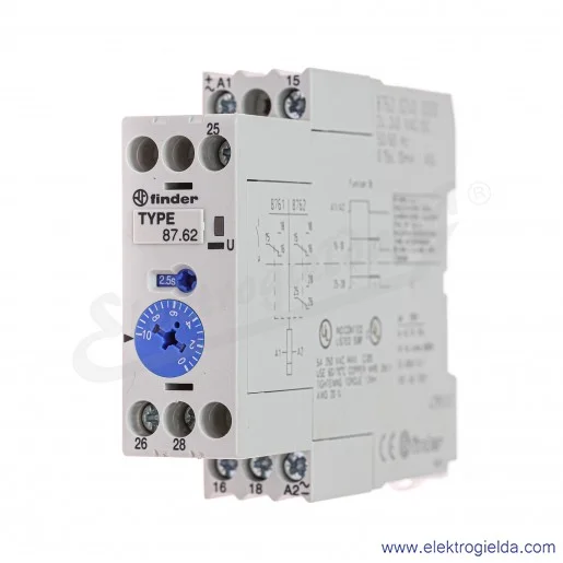 Przekaźnik czasowy 87.62.0.240.000, 24..240VAC/DC, 0.15..600s, 2 styki przełączne Przekaźnik czasowy 87.62.0.240.000, 24..240VAC/DC, 0.15..600s, 2 styki przełączne