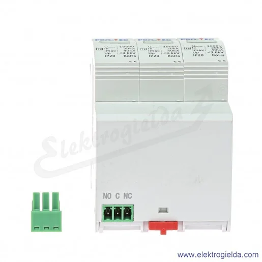 Ogranicznik przepięć 3224030 TYP II BY1-C/3 FW10 3P, T2 20kA, do 1000VDC dla fotowoltaiki Ogranicznik przepięć 3224030 TYP II BY1-C/3 FW10 3P, T2 20kA, do 1000VDC dla fotowoltaiki