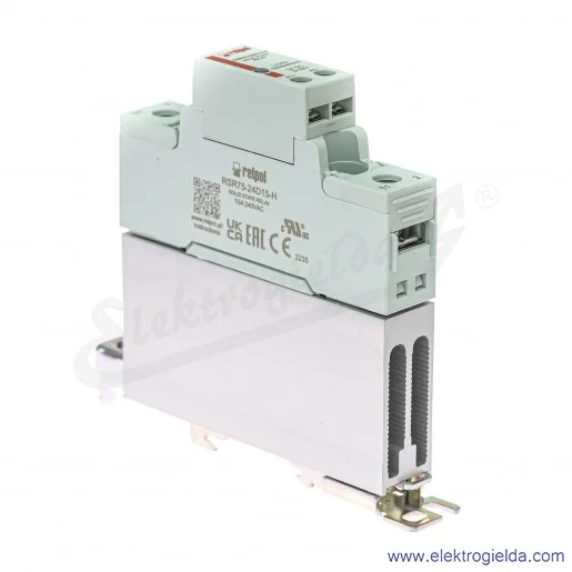 Przekaźnik półprzewodnikowy 2616397, RSR75-24D15-H 3-32VDC 15A 24-280VAC jednofazowy, załączanie w zerze z radiatorem na szynę T