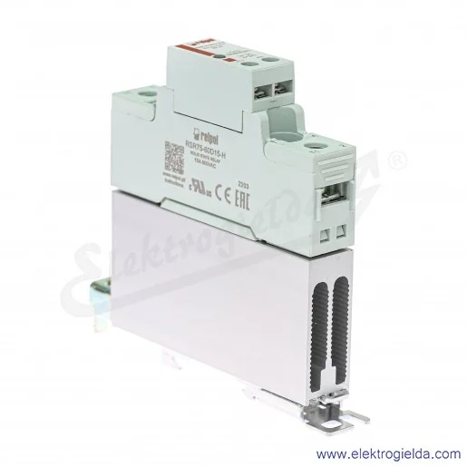 Przekaźnik półprzewodnikowy 2616401, RSR75-60D15-H 4-32VDC 15A 24-660VAC jednofazowy, załączanie w zerze z radiatorem na szynę T Przekaźnik półprzewodnikowy 2616401, RSR75-60D15-H 4-32VDC 15A 24-660VAC jednofazowy, załączanie w zerze z radiatorem na szynę T