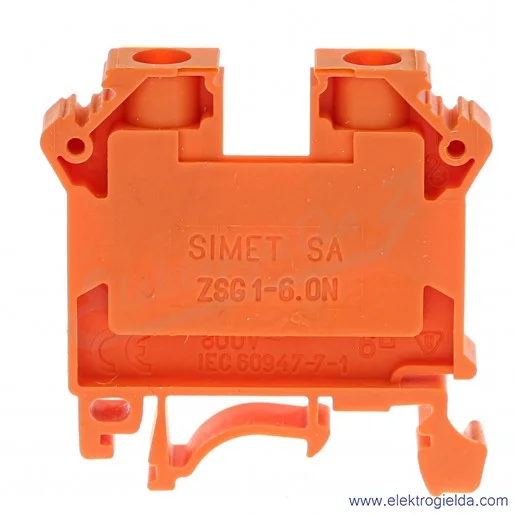 Złączka szynowa 11421318 ZSG1-6,0N pomarańczowa 6mm2, szyna TS32 i TS35 Złączka szynowa 11421318 ZSG1-6,0N pomarańczowa 6mm2, szyna TS32 i TS35