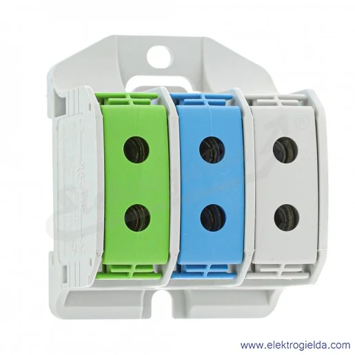 Złączka szynowa 81004020 STB 50-3X szara/niebieska/zielona śrubowa Al/Cu 87330 Simblock Złączka szynowa 81004020 STB 50-3X szara/niebieska/zielona śrubowa Al/Cu 87330 Simblock