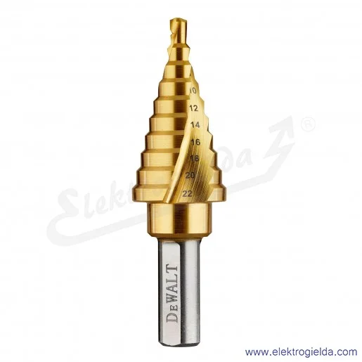 Wiertło stożkowe DT90246-QZ wielostopniowe 4–22 mm Extreme, uchwyt 10mm Wiertło stożkowe DT90246-QZ wielostopniowe 4–22 mm Extreme, uchwyt 10mm