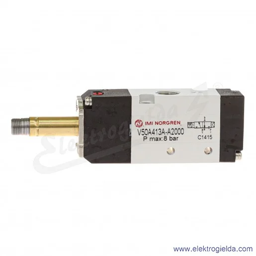 Zawór rozdzielający 3/2 G1/8 NC, monostabilny, sterowanie elektromagnetyczne, bez cewki V50A413A-A2000 Zawór rozdzielający 3/2 G1/8 NC, monostabilny, sterowanie elektromagnetyczne, bez cewki V50A413A-A2000
