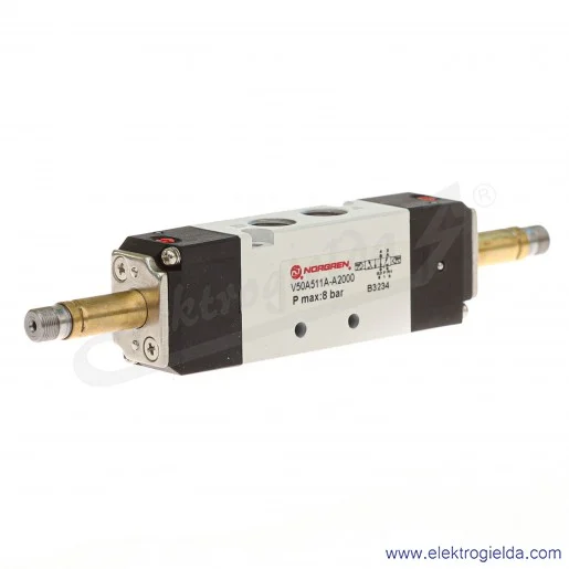 Zawór rozdzielający 5/2 G1/8 bistabilny, sterowany cewką bez cewek V50A511A-A2000 Zawór rozdzielający 5/2 G1/8 bistabilny, sterowany cewką bez cewek V50A511A-A2000