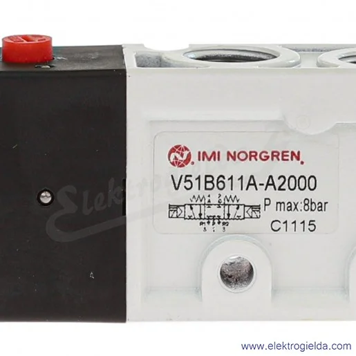 Zawór rozdzielający 5/3 G1/4 bistabilny, wszystkie przyłacza odcięte(APB) sterowanie cewką, bez cewek V51B611A-A2000 Zawór rozdzielający 5/3 G1/4 bistabilny, wszystkie przyłacza odcięte(APB) sterowanie cewką, bez cewek V51B611A-A2000