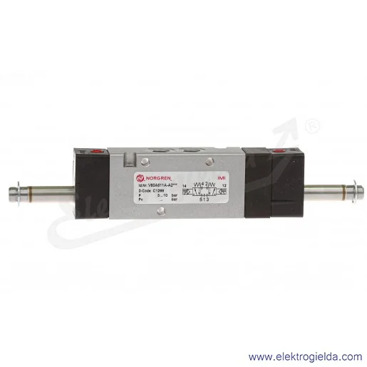 Zawór rozdzielający 5/3 G1/8 (APB) bistabilny, sterowany elektromagnetycznie, pilot zasilany wewnętrznie, 3-8 bar, bez cewek V6 Zawór rozdzielający 5/3 G1/8 (APB) bistabilny, sterowany elektromagnetycznie, pilot zasilany wewnętrznie, 3-8 bar, bez cewek V6