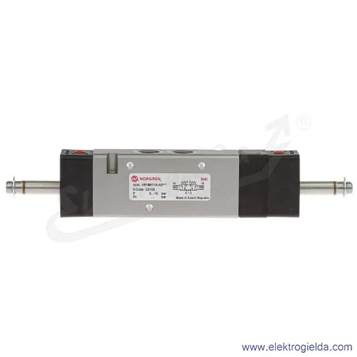 Zawór rozdzielający 5/3 G1/4 (APB) bistabilny, sterowany elektromagnetycznie, pilot zasilany wewnętrznie, 3-8 bar, bez cewek V61 Zawór rozdzielający 5/3 G1/4 (APB) bistabilny, sterowany elektromagnetycznie, pilot zasilany wewnętrznie, 3-8 bar, bez cewek V61