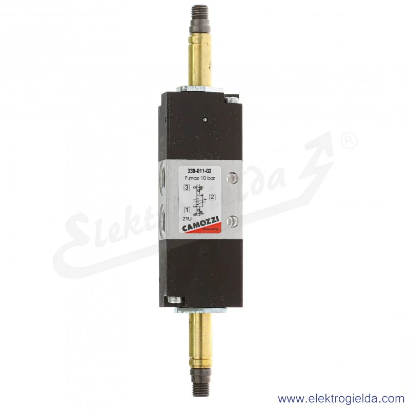 Zawór rozdzielający elektromagnetyczny 338-011-02, 3/2 bistabilny, G1/8, 1.5-10 Bar, 700 l/min, bez cewek Zawór rozdzielający elektromagnetyczny 338-011-02, 3/2 bistabilny, G1/8, 1.5-10 Bar, 700 l/min, bez cewek