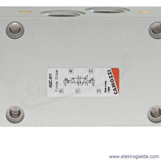 Zawór rozdzielający elektromagnetyczny 452C-011, 5/2 bistabilny, G1/2, 2-10 Bar, 2500 l/min, bez cewek Zawór rozdzielający elektromagnetyczny 452C-011, 5/2 bistabilny, G1/2, 2-10 Bar, 2500 l/min, bez cewek