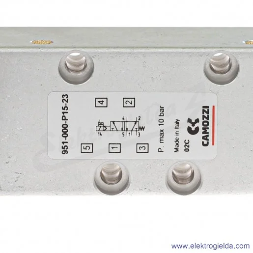 Zawór rozdzielający elektromagnetyczny 951-000-P15-23, 5/2, ISO1 CNOMO, monostabilny, 2.5-10 Bar, 900 L/min, bez cewki