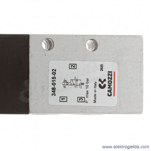 Zawór rozdzielający elektromagnetyczny 348-015-02, 3/2 NO, monostabilny, G1/8, 2.5-10 Bar, 700 l/min, bez cewki Zawór rozdzielający elektromagnetyczny 348-015-02, 3/2 NO, monostabilny, G1/8, 2.5-10 Bar, 700 l/min, bez cewki