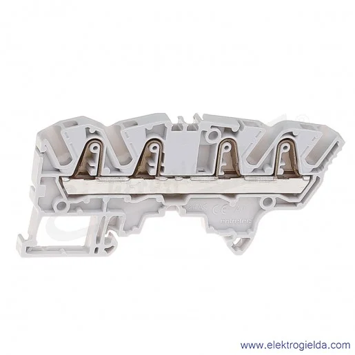 Złączka ZK4-4P przelotowa z zaciskami sprężynowymi 0,5-4mm2; 4-podłączenia; szerokość 6mm; szara Złączka ZK4-4P przelotowa z zaciskami sprężynowymi 0,5-4mm2; 4-podłączenia; szerokość 6mm; szara