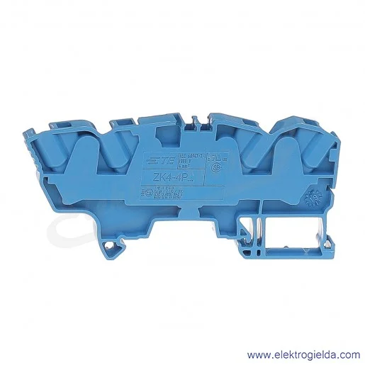 Złączka ZK4-4P-BL przelotowa z zaciskami sprężynowymi 0,5-4mm2; 4-podłączenia; szerokość 6mm; niebieska Złączka ZK4-4P-BL przelotowa z zaciskami sprężynowymi 0,5-4mm2; 4-podłączenia; szerokość 6mm; niebieska