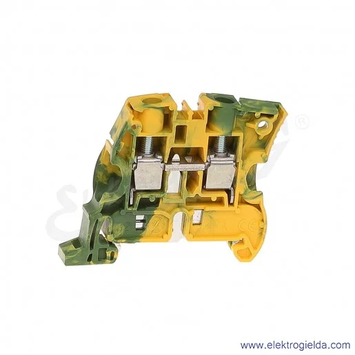 Złączka ZS10-PE przelotowa ochronna z zaciskami śrubowymi 0,5-10mm2; szerokość 10mm; żółto-zielona