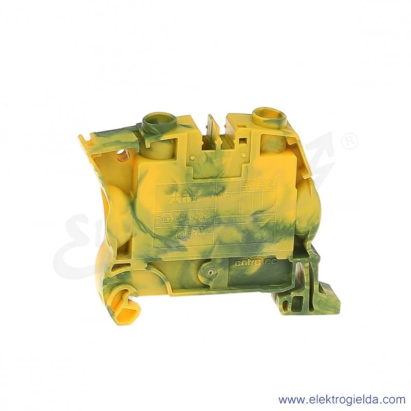 Złączka ZS16-PE przelotowa ochronna z zaciskami śrubowymi 0,5-16mm2; szerokość 10mm; żółto-zielona Złączka ZS16-PE przelotowa ochronna z zaciskami śrubowymi 0,5-16mm2; szerokość 10mm; żółto-zielona