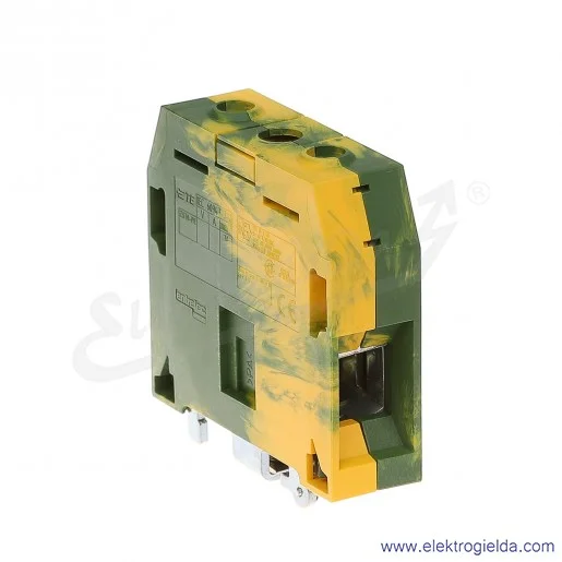 Złączka ZS70-PE przelotowa ochronna z zaciskami śrubowymi 16-70mm2; szerokość 22mm; żółto-zielona