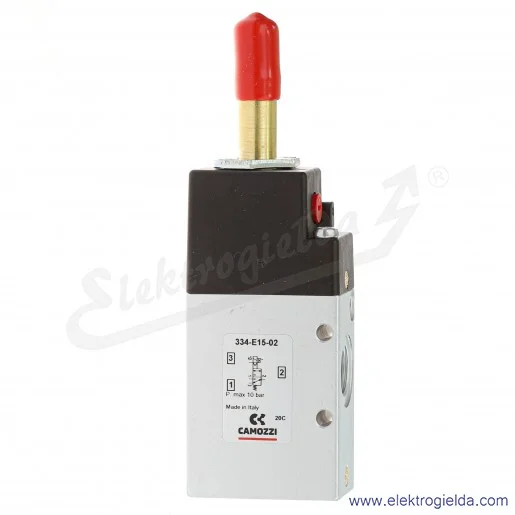 Zawór rozdzielający elektromagnetyczny 334-E15-02, 3/2 NC, monostabilny, G1/4, -0.9-10 Bar, zasilanie pilota 2.5-10 Bar, 1300 l/ Zawór rozdzielający elektromagnetyczny 334-E15-02, 3/2 NC, monostabilny, G1/4, -0.9-10 Bar, zasilanie pilota 2.5-10 Bar, 1300 l/