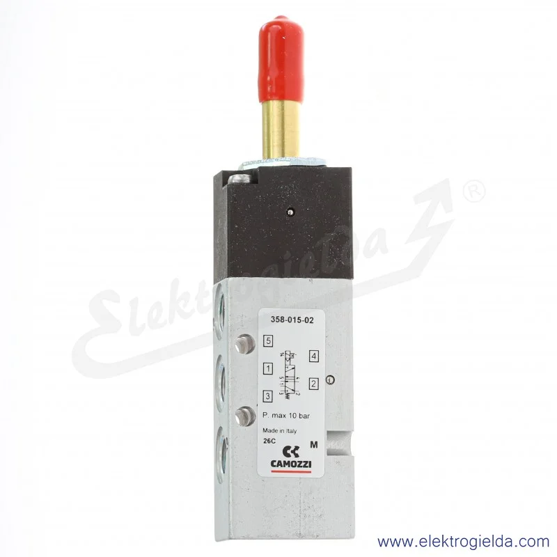 Zawór rozdzielający elektromagnetyczny 358-015-02, 5/2 monostabilny, G1/8, 2,5-10 Bar, 700 l/min, bez cewki Zawór rozdzielający elektromagnetyczny 358-015-02, 5/2 monostabilny, G1/8, 2,5-10 Bar, 700 l/min, bez cewki