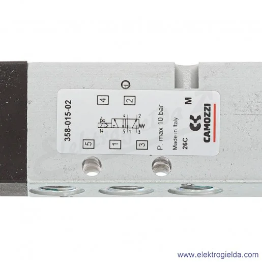 Zawór rozdzielający elektromagnetyczny 358-015-02, 5/2 monostabilny, G1/8, 2,5-10 Bar, 700 l/min, bez cewki Zawór rozdzielający elektromagnetyczny 358-015-02, 5/2 monostabilny, G1/8, 2,5-10 Bar, 700 l/min, bez cewki