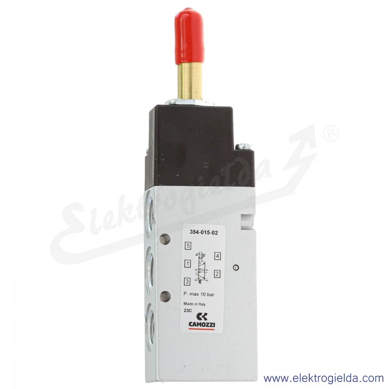 Zawór rozdzielający elektromagnetyczny 354-015-02, 5/2 monostabilny, G1/4, 2.5-10 Bar, 1300 l/min, bez cewki Zawór rozdzielający elektromagnetyczny 354-015-02, 5/2 monostabilny, G1/4, 2.5-10 Bar, 1300 l/min, bez cewki