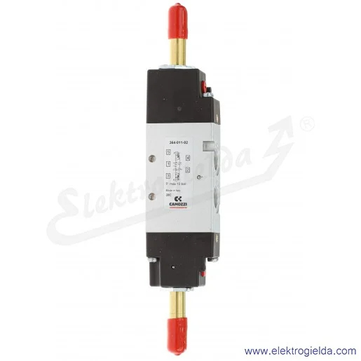 Zawór rozdzielający elektromagnetyczny 364-011-02, 5/3 w pozycji środkowej zamknięty, G1/4, 2.5-10 Bar, 1200 l/min, bez cewek Zawór rozdzielający elektromagnetyczny 364-011-02, 5/3 w pozycji środkowej zamknięty, G1/4, 2.5-10 Bar, 1200 l/min, bez cewek