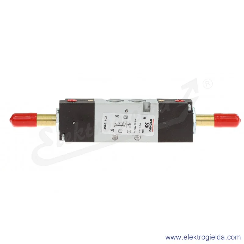 Zawór rozdzielający elektromagnetyczny 358-011-02, 5/2 bistabilny, G1/8, 1.5-10 Bar, 700 l/min, bez cewek Zawór rozdzielający elektromagnetyczny 358-011-02, 5/2 bistabilny, G1/8, 1.5-10 Bar, 700 l/min, bez cewek
