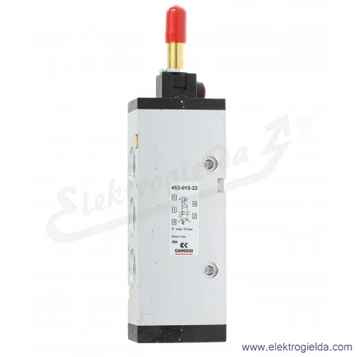Zawór rozdzielający elektromagnetyczny 453-015-22, 5/2 monostabilny, G3/8, 2.5-10 Bar, 1800 l/min, bez cewki Zawór rozdzielający elektromagnetyczny 453-015-22, 5/2 monostabilny, G3/8, 2.5-10 Bar, 1800 l/min, bez cewki