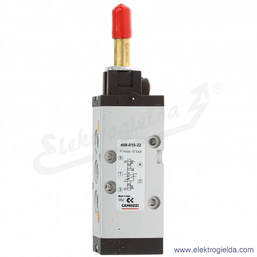 Zawór rozdzielający elektromagnetyczny 458-015-22, 5/2 monostabilny, G1/8, 2.5-10 Bar, 650 l/min, bez cewki Zawór rozdzielający elektromagnetyczny 458-015-22, 5/2 monostabilny, G1/8, 2.5-10 Bar, 650 l/min, bez cewki
