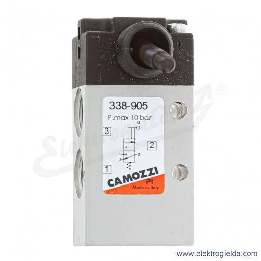 Zawór rozdzielający ręczny 338-905, 3/2 NC, monostabilny, G1/8, element sterujący dźwignia, -0.9-10 Bar, 700 l/min Zawór rozdzielający ręczny 338-905, 3/2 NC, monostabilny, G1/8, element sterujący dźwignia, -0.9-10 Bar, 700 l/min