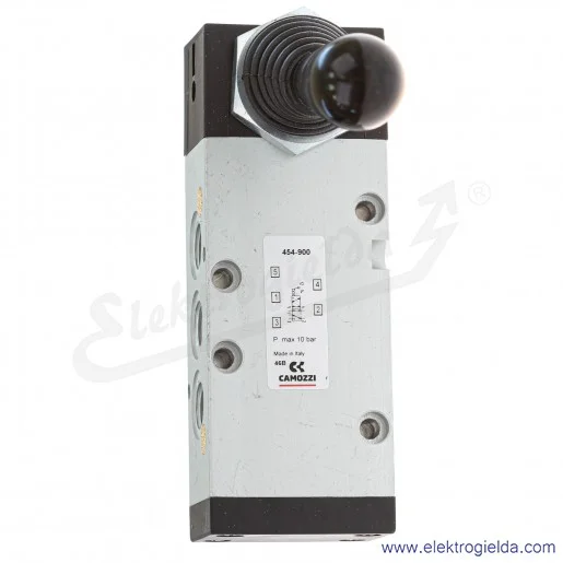Zawór rozdzielający ręczny 454-900, 5/2 bistabilny, G1/4, element sterujący dźwignia, -0.9-10 Bar, 1250 l/min Zawór rozdzielający ręczny 454-900, 5/2 bistabilny, G1/4, element sterujący dźwignia, -0.9-10 Bar, 1250 l/min