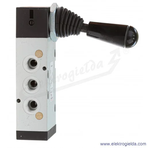 Zawór rozdzielający ręczny 454-900, 5/2 bistabilny, G1/4, element sterujący dźwignia, -0.9-10 Bar, 1250 l/min Zawór rozdzielający ręczny 454-900, 5/2 bistabilny, G1/4, element sterujący dźwignia, -0.9-10 Bar, 1250 l/min