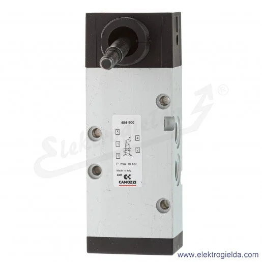 Zawór rozdzielający ręczny 454-900, 5/2 bistabilny, G1/4, element sterujący dźwignia, -0.9-10 Bar, 1250 l/min Zawór rozdzielający ręczny 454-900, 5/2 bistabilny, G1/4, element sterujący dźwignia, -0.9-10 Bar, 1250 l/min
