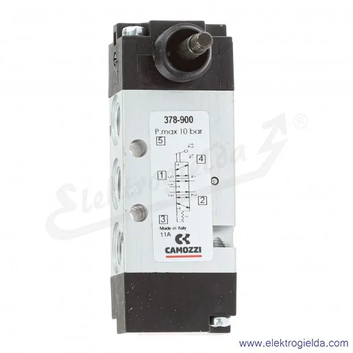 Zawór rozdzielający ręczny 378-900, 5/3 w pozycji środkowej odpowietrzony, G1/8, element sterujący dźwignia, -0.9-10 Bar, 500 l/ Zawór rozdzielający ręczny 378-900, 5/3 w pozycji środkowej odpowietrzony, G1/8, element sterujący dźwignia, -0.9-10 Bar, 500 l/