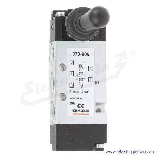 Zawór rozdzielający ręczny 378-905, 5/3 w pozycji środkowej odpowietrzony, G1/8, element wykonawczy dźwignia, -0.9-10 Bar, 500 l Zawór rozdzielający ręczny 378-905, 5/3 w pozycji środkowej odpowietrzony, G1/8, element wykonawczy dźwignia, -0.9-10 Bar, 500 l