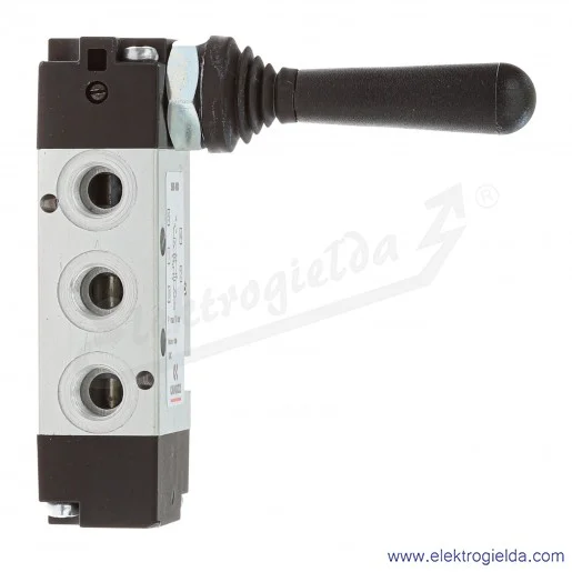 Zawór rozdzielający ręczny 368-900, 5/3 w pozycji środkowej zamknięty, G1/8, element sterujący dźwignia, -0.9-10 Bar, 500 l/min Zawór rozdzielający ręczny 368-900, 5/3 w pozycji środkowej zamknięty, G1/8, element sterujący dźwignia, -0.9-10 Bar, 500 l/min