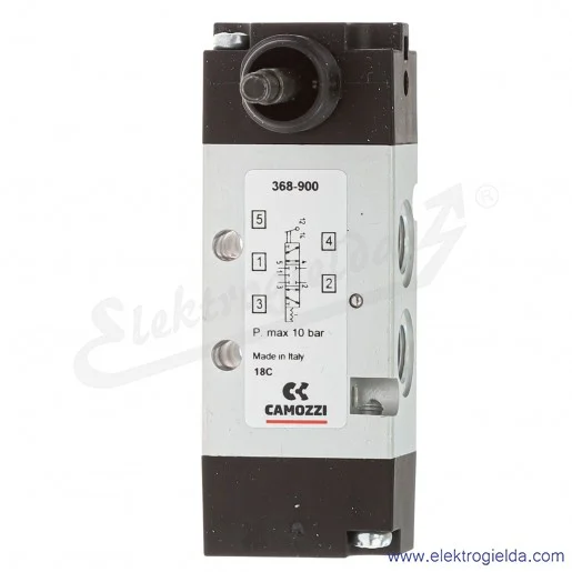 Zawór rozdzielający ręczny 368-900, 5/3 w pozycji środkowej zamknięty, G1/8, element sterujący dźwignia, -0.9-10 Bar, 500 l/min Zawór rozdzielający ręczny 368-900, 5/3 w pozycji środkowej zamknięty, G1/8, element sterujący dźwignia, -0.9-10 Bar, 500 l/min