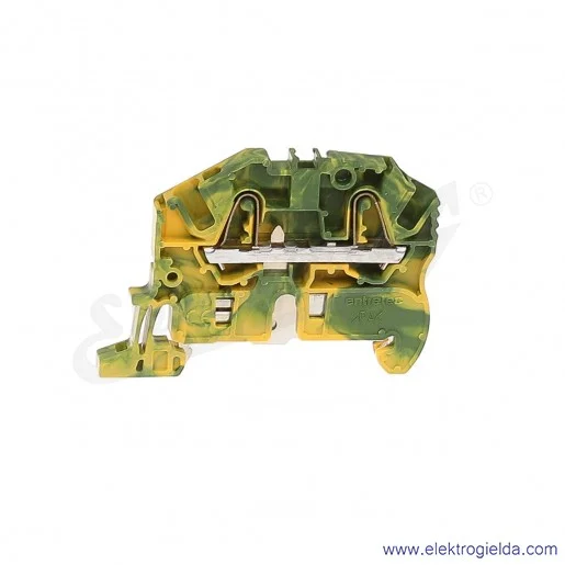 Złączka ZK2,5-PE przelotowa ochronna z zaciskami sprężynowymi 0,2-2,5mm2; szerokość 5mm; żółto-zielona