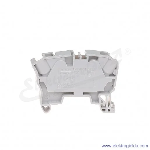 Złączka ZK6 przelotowa z zaciskami sprężynowymi 0,5-6mm2; szerokość 8mm; szara Złączka ZK6 przelotowa z zaciskami sprężynowymi 0,5-6mm2; szerokość 8mm; szara