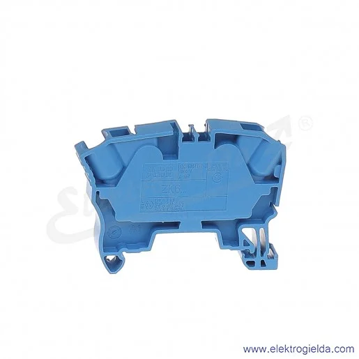 Złączka ZK6-BL przelotowa z zaciskami sprężynowymi 0,5-6mm2; szerokość 8mm; niebieska Złączka ZK6-BL przelotowa z zaciskami sprężynowymi 0,5-6mm2; szerokość 8mm; niebieska