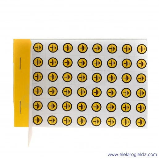 Znaki samoprzylepne E04ZP-02030400100, ZS D10/UZK czarny znak "UZK" na żółtym tle, 10 arkuszy po 48 sztuk