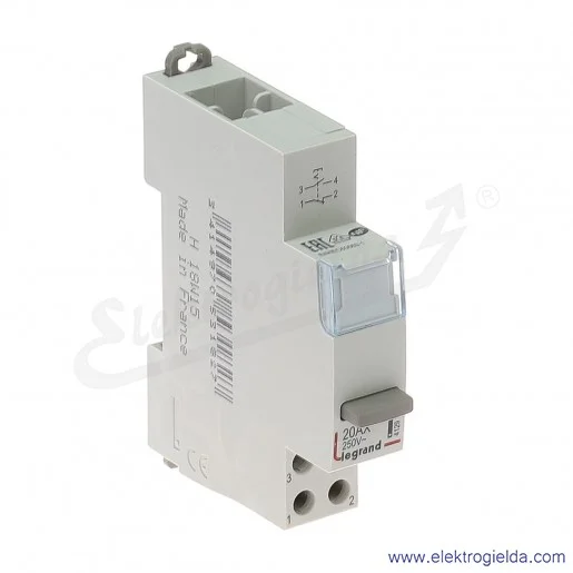 Łącznik przyciskowy modułowy 412916, LP 432 2P 1z+1r, podwójny, 250VAC, 20A Łącznik przyciskowy modułowy 412916, LP 432 2P 1z+1r, podwójny, 250VAC, 20A