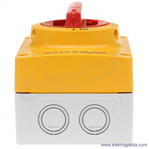 Rozłącznik w obudowie KEM 340U Y/R 3P 40A żółto-czerwony, IP66 Rozłącznik w obudowie KEM 340U Y/R 3P 40A żółto-czerwony, IP66