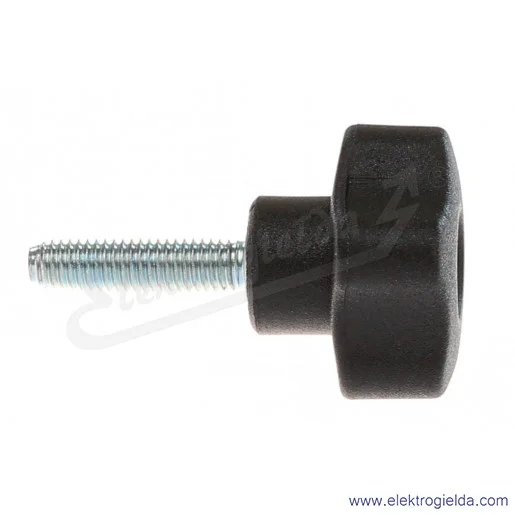 Pokrętło 69823-C9 VCT.25 P-M5X20-C9 trzpień gwintowany ze stali ocynkowanej M5x20mm, z zaślepką, czarne Pokrętło 69823-C9 VCT.25 P-M5X20-C9 trzpień gwintowany ze stali ocynkowanej M5x20mm, z zaślepką, czarne