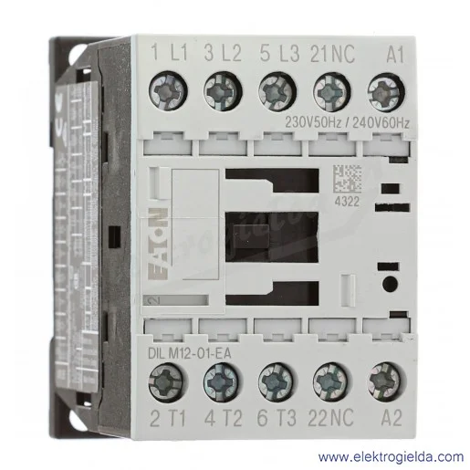 Stycznik mocy 190035 DILM12-01(230V50HZ,240V60HZ) 3P+1NC 5,5kW 12A Us 230VAC Stycznik mocy 190035 DILM12-01(230V50HZ,240V60HZ) 3P+1NC 5,5kW 12A Us 230VAC