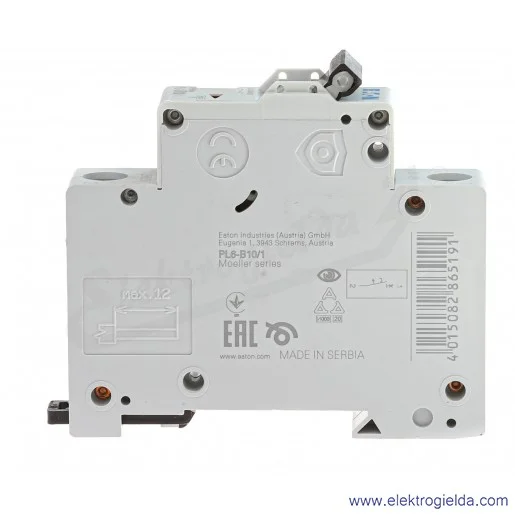Wyłącznik nadprądowy 286519 PL6-B10/1 1P typ B, 10A, czułość AC, 6kA Wyłącznik nadprądowy 286519 PL6-B10/1 1P typ B, 10A, czułość AC, 6kA