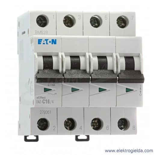 Wyłącznik nadprądowy 279061 FAZ-C16/4 4P, typ C, 16A, 15kA Wyłącznik nadprądowy 279061 FAZ-C16/4 4P, typ C, 16A, 15kA