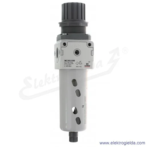 Filtroreduktor MC202-D00, G1/2, zakres regulacji 0.5-10 Bar, filtracja 25µm, przepływ 5250 l/min, ręczny spust kondenastu Filtroreduktor MC202-D00, G1/2, zakres regulacji 0.5-10 Bar, filtracja 25µm, przepływ 5250 l/min, ręczny spust kondenastu