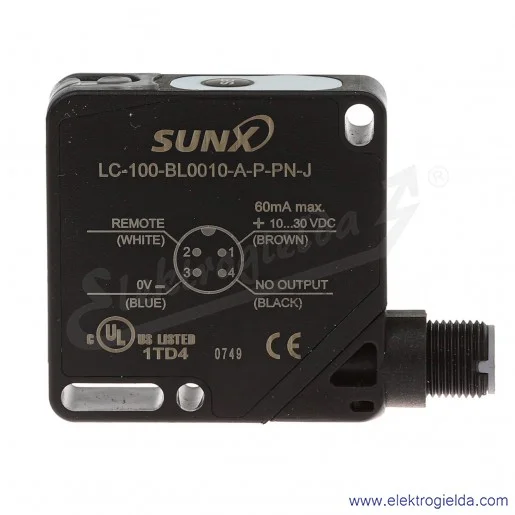 Czujnik odbiciowy LC-100-BL0010-A-P-PN-J laserowy Z BGS, zasięg 50..100mm, złącze M12 4P Czujnik odbiciowy LC-100-BL0010-A-P-PN-J laserowy Z BGS, zasięg 50..100mm, złącze M12 4P