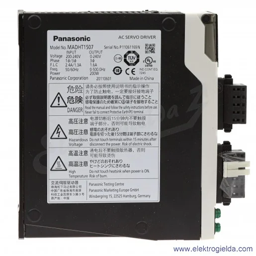 Sterownik servo MADHT1507N01, Network servo drive MINAS A5N with safety function STO , 200W, 1x230V Sterownik servo MADHT1507N01, Network servo drive MINAS A5N with safety function STO , 200W, 1x230V